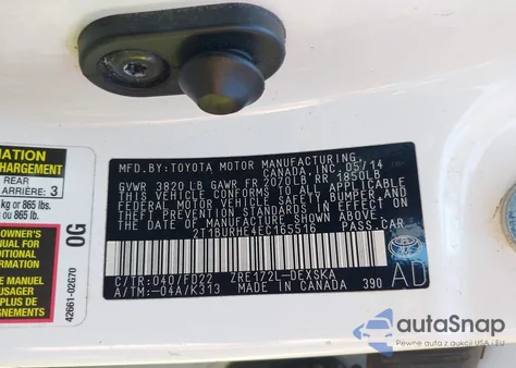 2014 Toyota Corolla S from USA, damaged, VIN 2T1BURHE4EC165516